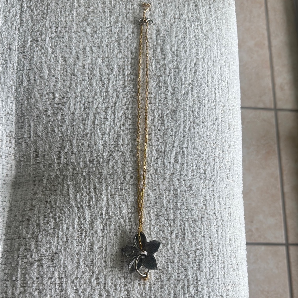Elegant Gold and Silver Flower Pendant Necklace made with Recycled Aluminum